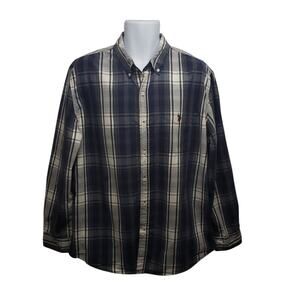 US Polo Assn Men’s XL Shirt Blue Gray Plaid Classic Fit Preppy Americana Vibe